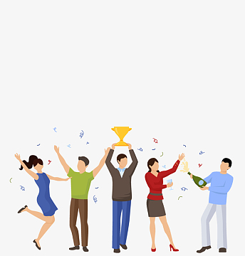 创意商务人物获奖开香槟庆祝(1775x1859)png矢量平面人物卡通人物整合