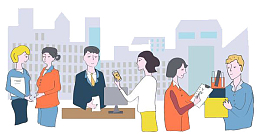 卡通矢量插图客户间相互沟通
