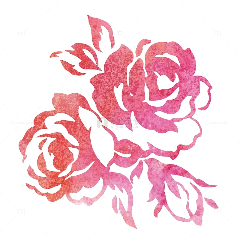 手绘红色玫瑰花设计