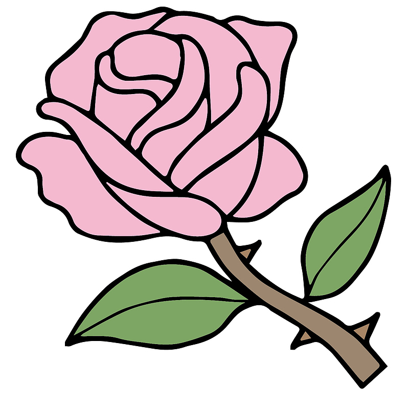 手绘粉色玫瑰花设计素材