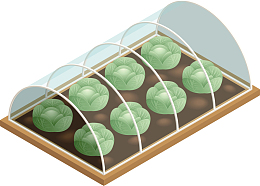 矢量白色大棚蔬菜