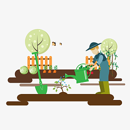 卡通劳动者园丁矢量素材