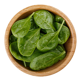 木碗里的青菜叶子俯视图