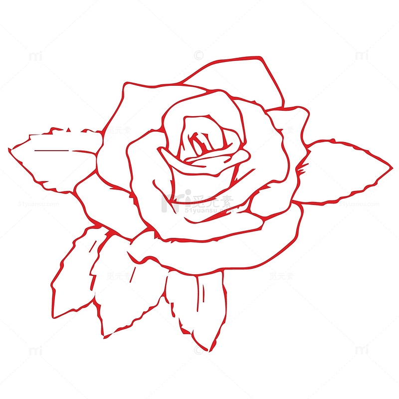 红色玫瑰花纹路设计