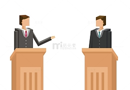 卡通手绘辩论的人