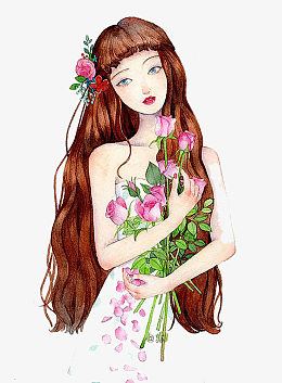 花卉美女素材_花卉美女png图片下载_觅元素
