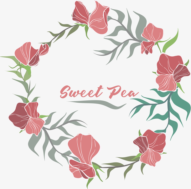 矢量图玫瑰花花圈