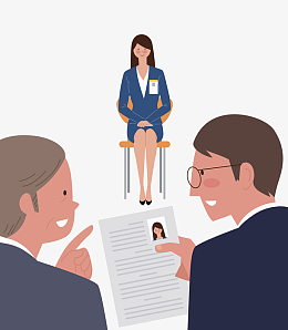 女人面试手绘插画