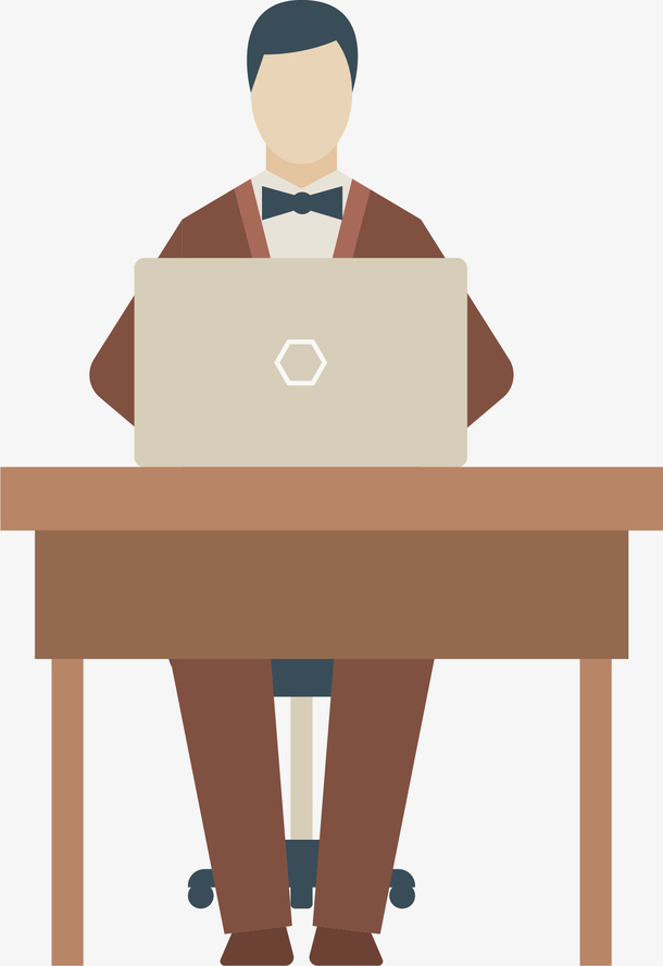 矢量用电脑工作的人