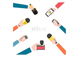 手拿话筒的记者免抠图