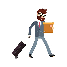 拉着行李箱的西装男