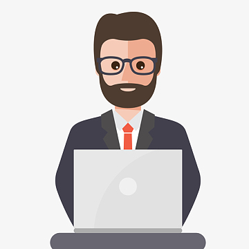 戴眼镜玩电脑的人物设计