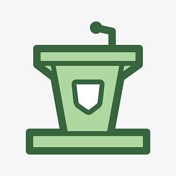 绿色手绘线稿讲台元素