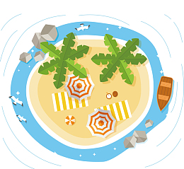 矢量图俯视海滩全景图