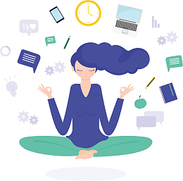 打坐思考的商务女人