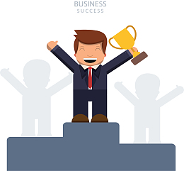 获得评比冠军的小人