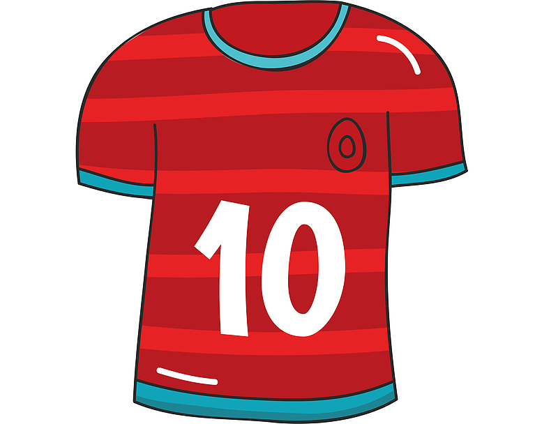 卡通足球红色10号球衣素材