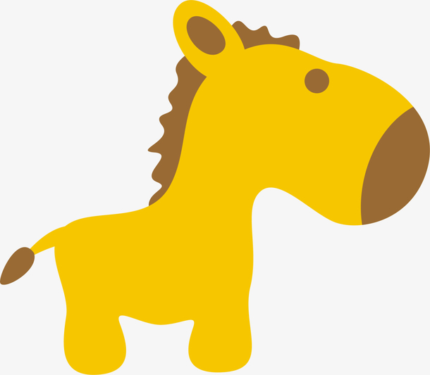 黄色扁平卡通小马