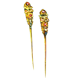 金色花朵华丽发簪