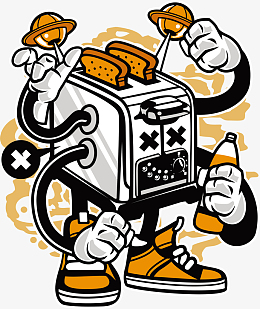 pngpng手绘机器人贴纸装饰图案aipngpng卡通科技机器人装饰手绘.