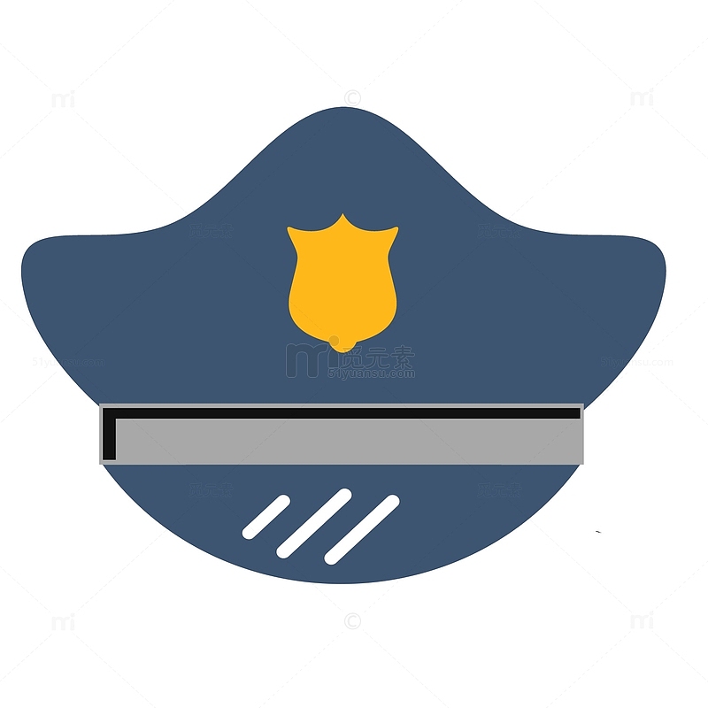 扁平化警察帽子PNG下载