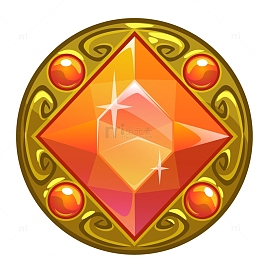 卡通游戏图标金色边宝石按钮设计