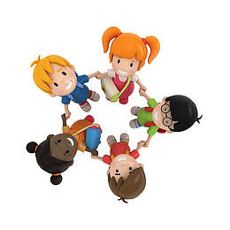 矢量可爱有趣转圈小朋友