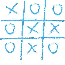 蓝色手绘童趣三子棋