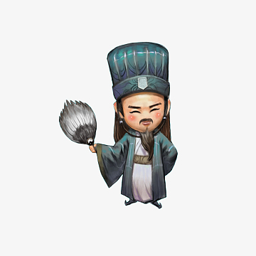 卡通拿着羽扇微笑的诸葛亮插画免
