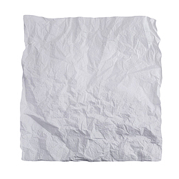 一张白色褶皱的纸巾实物