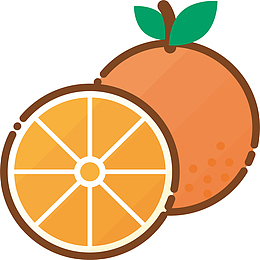 黄色圆弧橙子卡通插画