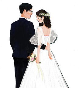 创意结婚卡通插画