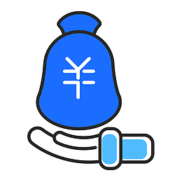 蓝色手绘汇款商务图标