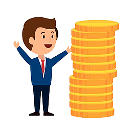 商务男孩与金币