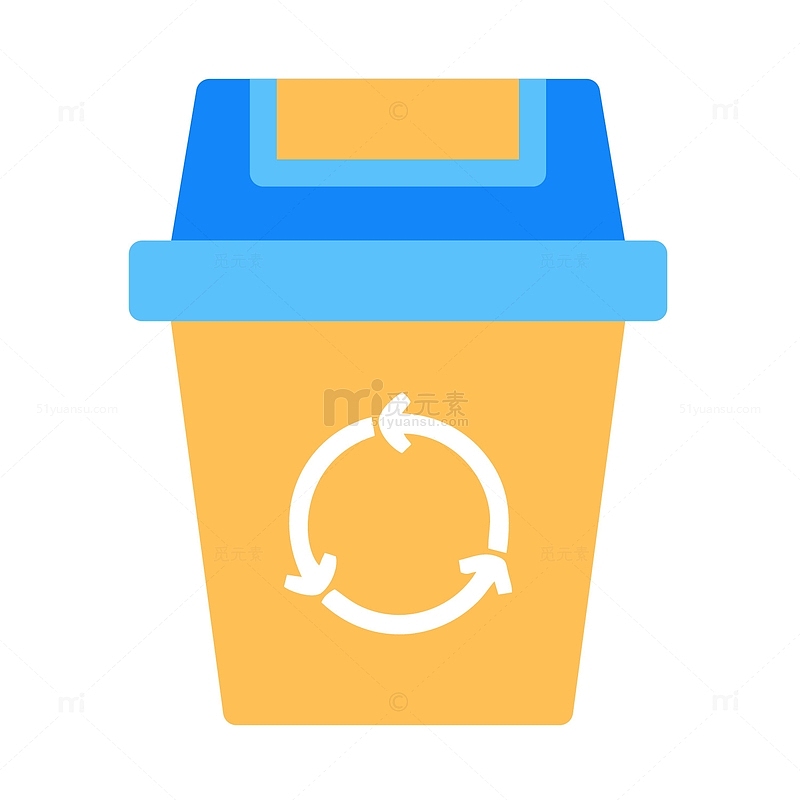 橙色圆角扁平化垃圾桶元素