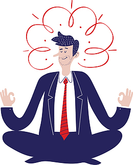 思考打坐商务小人