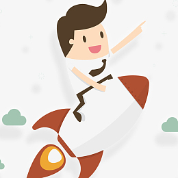 卡通发射乘坐火箭的男人png