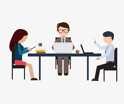 卡通会议场景png图png讨论工作会议场景图png企业会议场景png企业会议