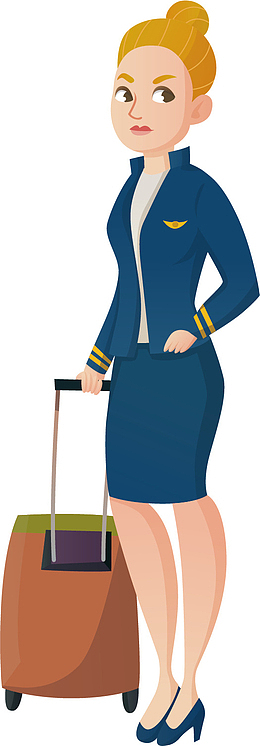 拉着乘客行李箱的空姐