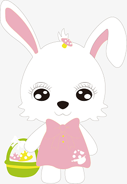 矢量图提着篮子的小兔子