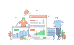 卡通手绘商务数据统计插画