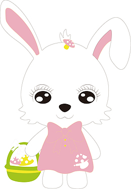 矢量图提着篮子的小兔子