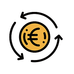 黄色手绘弯曲金币交换