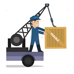 吊车搬运周转货物矢量素材