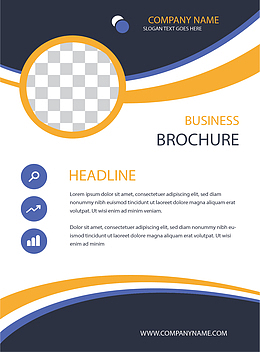 深蓝色波纹商务传单