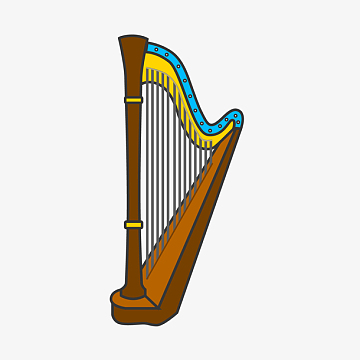 灰色扁平化竖琴元素