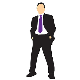 手绘穿西服戴领带商务人员PNG