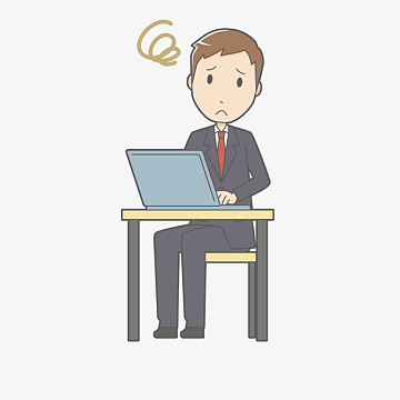 卡通加班男子办公插画(2144x1903)aipng扁平化看电脑屏幕的商务男子h5