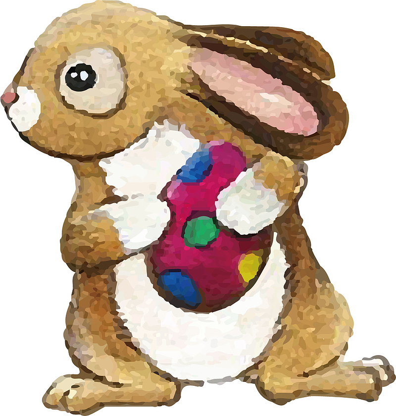 矢量图抱着玩具的兔子