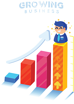 彩色占比上升柱形图